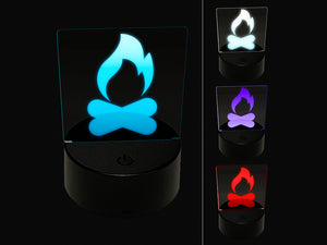 Campfire Fire Symbol 3D Illusion LED Night Light Sign Nightstand Desk Lamp