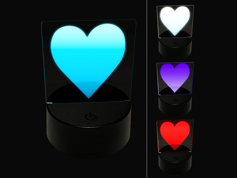 Card Suit Hearts 3D Illusion LED Night Light Sign Nightstand Desk Lamp