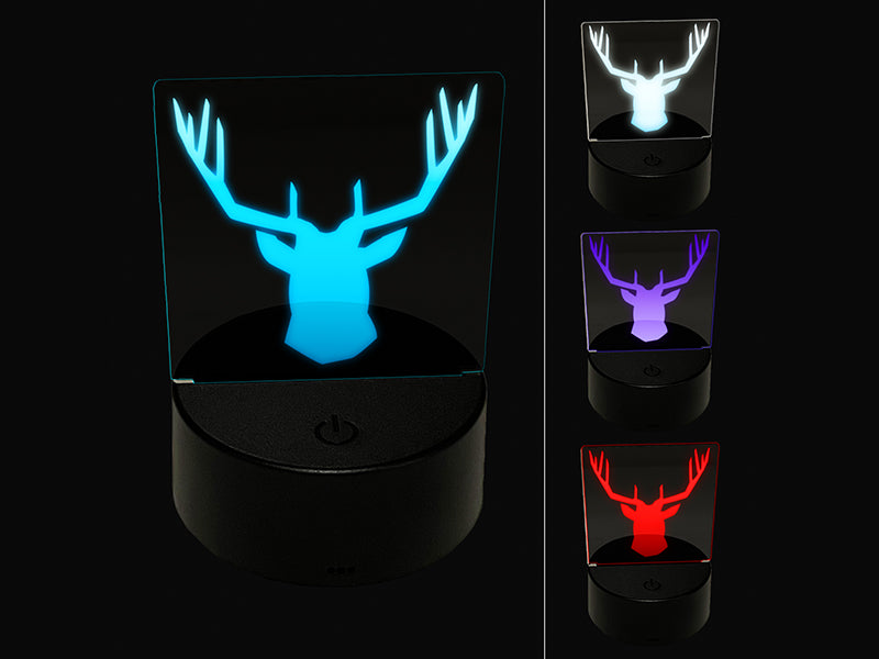 Deer Stag Head Solid 3D Illusion LED Night Light Sign Nightstand Desk Lamp