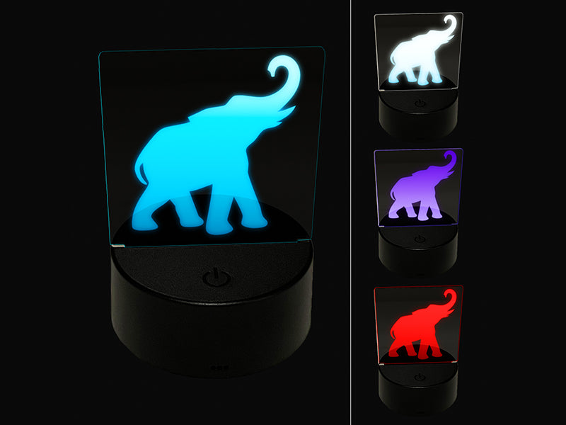 Elephant Trumpeting Solid 3D Illusion LED Night Light Sign Nightstand Desk Lamp