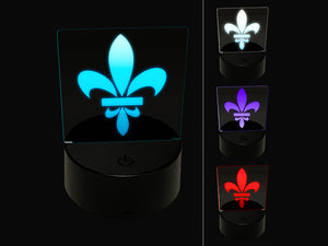 Fleur De Lis French Mardi Gras Elegant 3D Illusion LED Night Light Sign Nightstand Desk Lamp