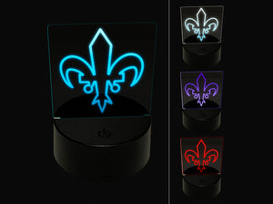 Fleur De Lis French Mardi Gras Outline 3D Illusion LED Night Light Sign Nightstand Desk Lamp