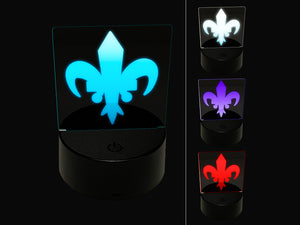 Fleur De Lis French Mardi Gras Solid 3D Illusion LED Night Light Sign Nightstand Desk Lamp