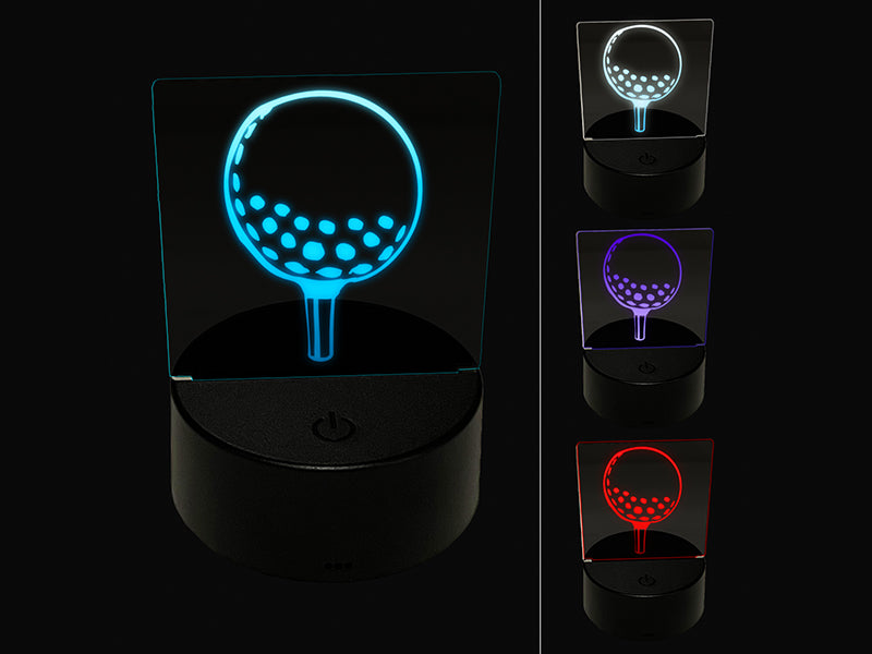Golf Ball on Tee 3D Illusion LED Night Light Sign Nightstand Desk Lamp