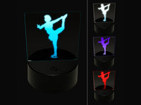 Ice Skating Skater Solid 3D Illusion LED Night Light Sign Nightstand Desk Lamp