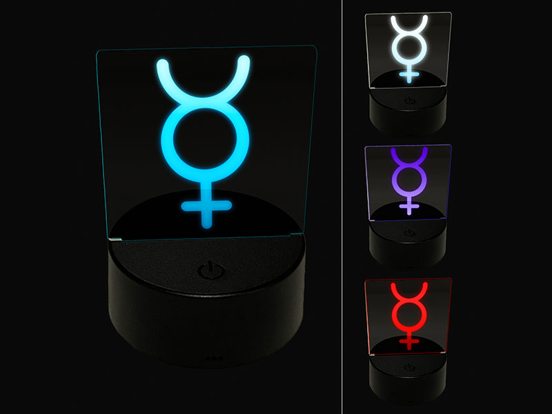 Mercury Unisex Gender Symbol 3D Illusion LED Night Light Sign Nightstand Desk Lamp