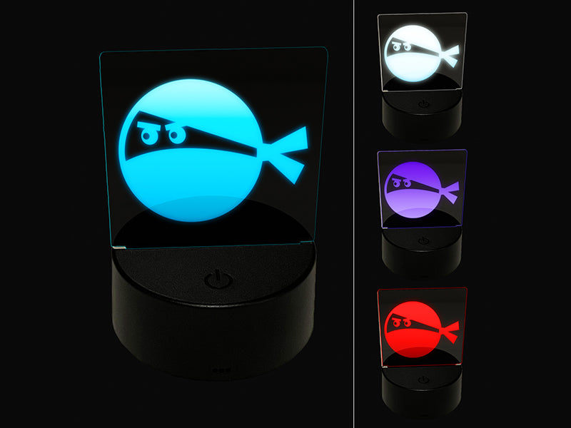 Ninja Face Funny 3D Illusion LED Night Light Sign Nightstand Desk Lamp