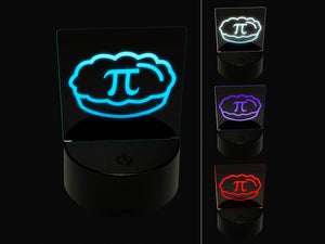 Pi Symbol on Pie 3D Illusion LED Night Light Sign Nightstand Desk Lamp