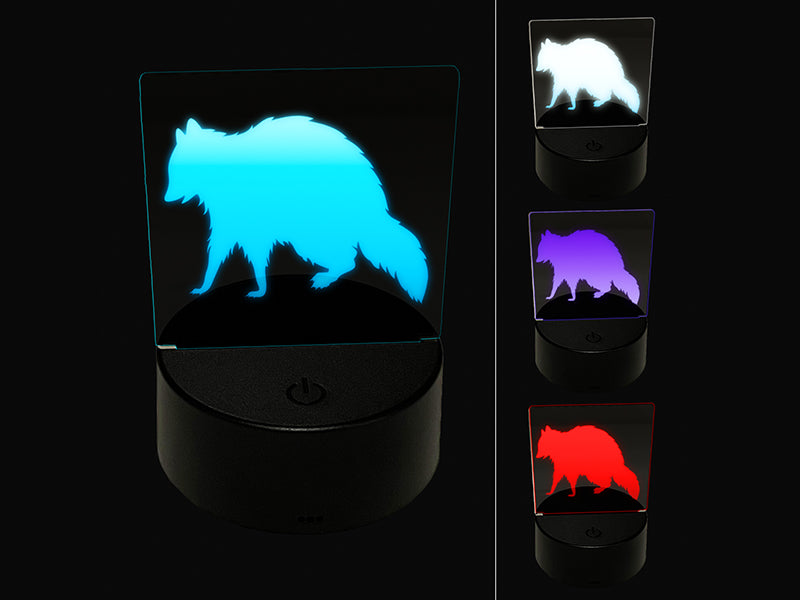 Racoon Walking Solid 3D Illusion LED Night Light Sign Nightstand Desk Lamp