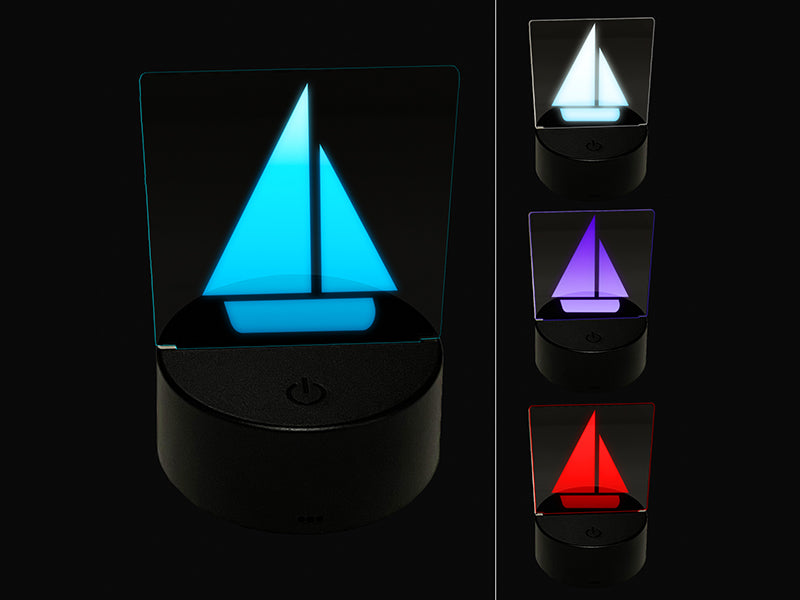 Sail Boat Sailing Icon 3D Illusion LED Night Light Sign Nightstand Desk Lamp