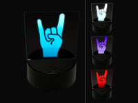 Sign of the Horns Rock and Roll Hand Gesture 3D Illusion LED Night Light Sign Nightstand Desk Lamp