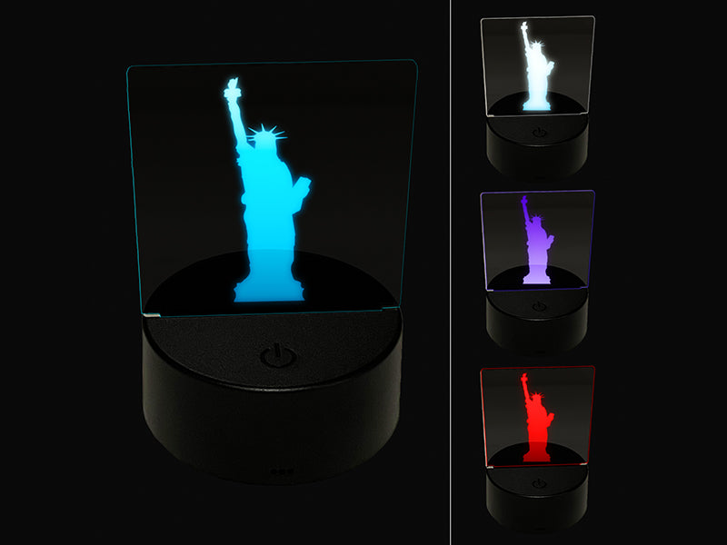 Statue of Liberty Solid 3D Illusion LED Night Light Sign Nightstand Desk Lamp