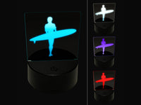 Surfer Surfing Walking with Surfboard Silhouette 3D Illusion LED Night Light Sign Nightstand Desk Lamp