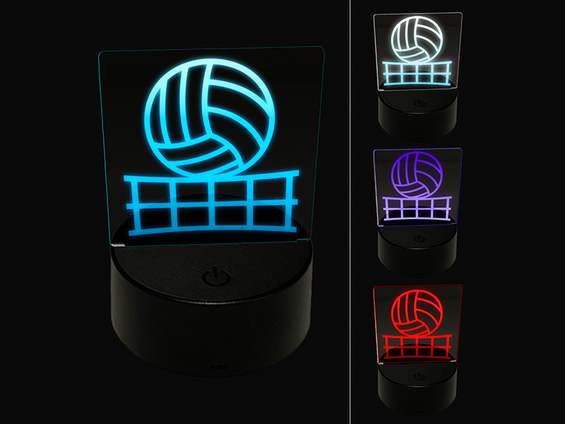 Volleyball and Net 3D Illusion LED Night Light Sign Nightstand Desk Lamp