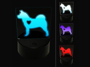 American Akita Dog with Heart 3D Illusion LED Night Light Sign Nightstand Desk Lamp