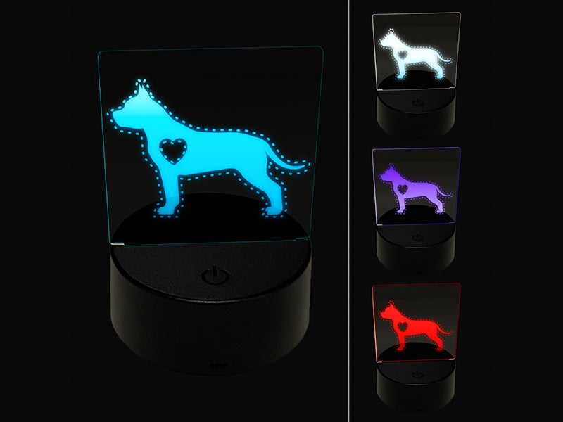 American Staffordshire Terrier Amstaff Dog with Heart 3D Illusion LED Night Light Sign Nightstand Desk Lamp
