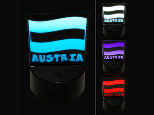 Austria with Waving Flag Cute 3D Illusion LED Night Light Sign Nightstand Desk Lamp