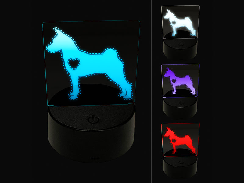 Basenji Dog with Heart 3D Illusion LED Night Light Sign Nightstand Desk Lamp