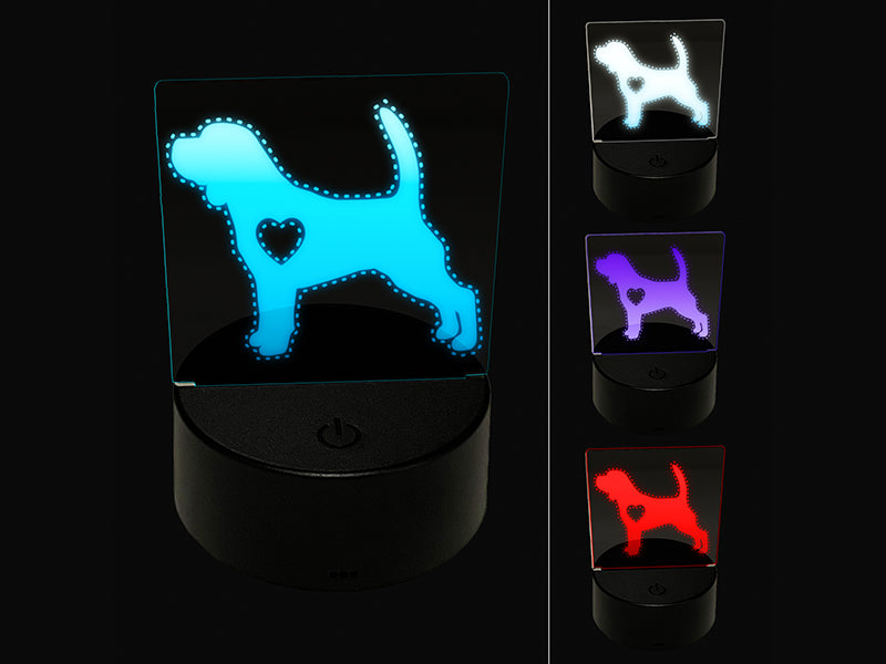 Beagle Dog with Heart 3D Illusion LED Night Light Sign Nightstand Desk Lamp