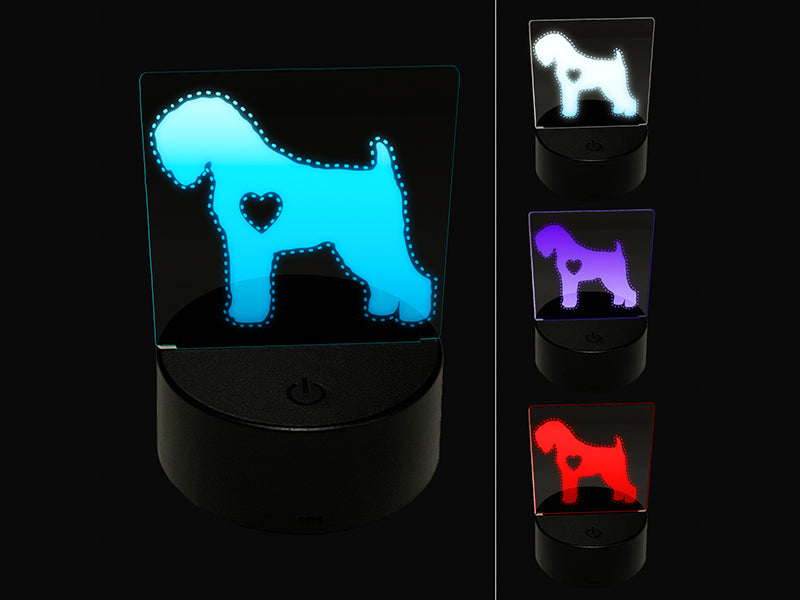 Black Russian Terrier Chornyi Dog with Heart 3D Illusion LED Night Light Sign Nightstand Desk Lamp