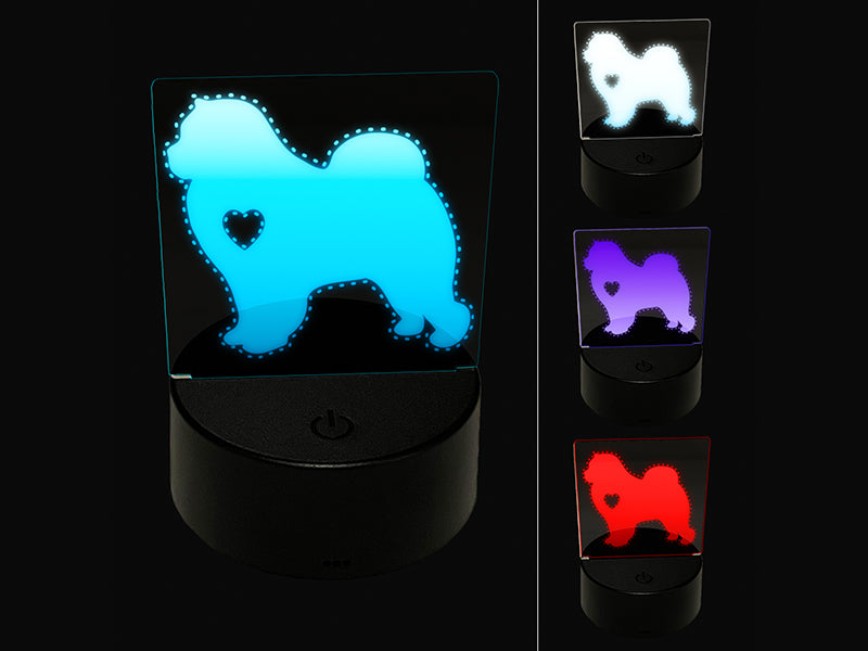 Chow Chow Dog with Heart 3D Illusion LED Night Light Sign Nightstand Desk Lamp