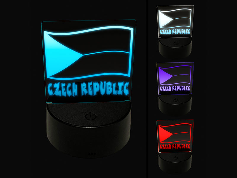 Czech Republic with Waving Flag Cute 3D Illusion LED Night Light Sign Nightstand Desk Lamp