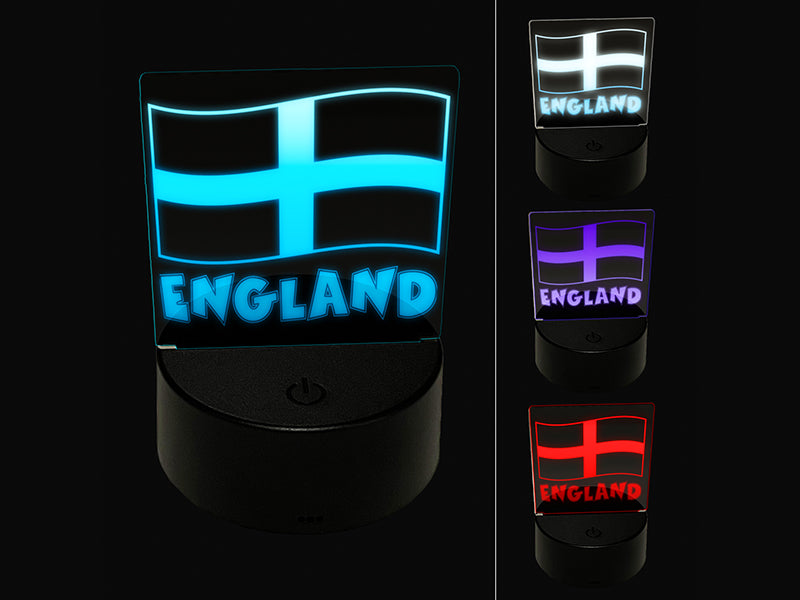 England with Waving Flag Cute 3D Illusion LED Night Light Sign Nightstand Desk Lamp