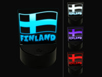 Finland with Waving Flag Cute 3D Illusion LED Night Light Sign Nightstand Desk Lamp