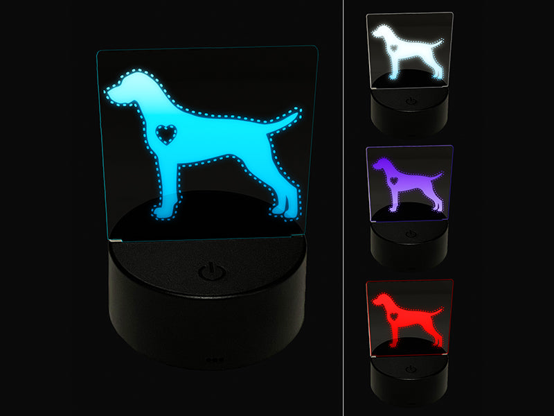 German Shorthaired Pointer Dog with Heart 3D Illusion LED Night Light Sign Nightstand Desk Lamp