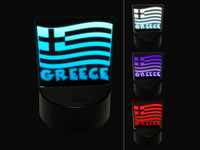 Greece with Waving Flag Cute 3D Illusion LED Night Light Sign Nightstand Desk Lamp