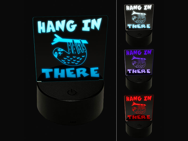 Hang in There with Sloth Teacher Motivational 3D Illusion LED Night Light Sign Nightstand Desk Lamp