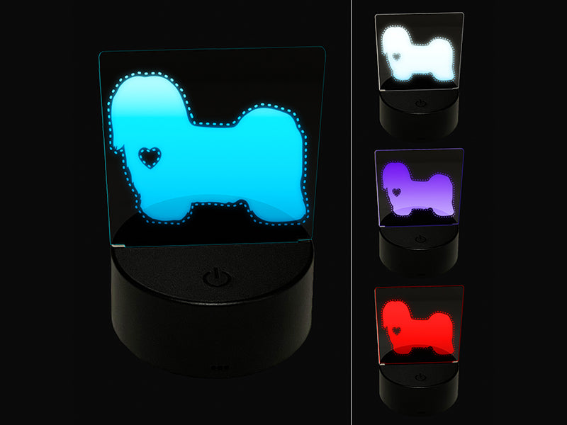 Havanese Dog with Heart 3D Illusion LED Night Light Sign Nightstand Desk Lamp