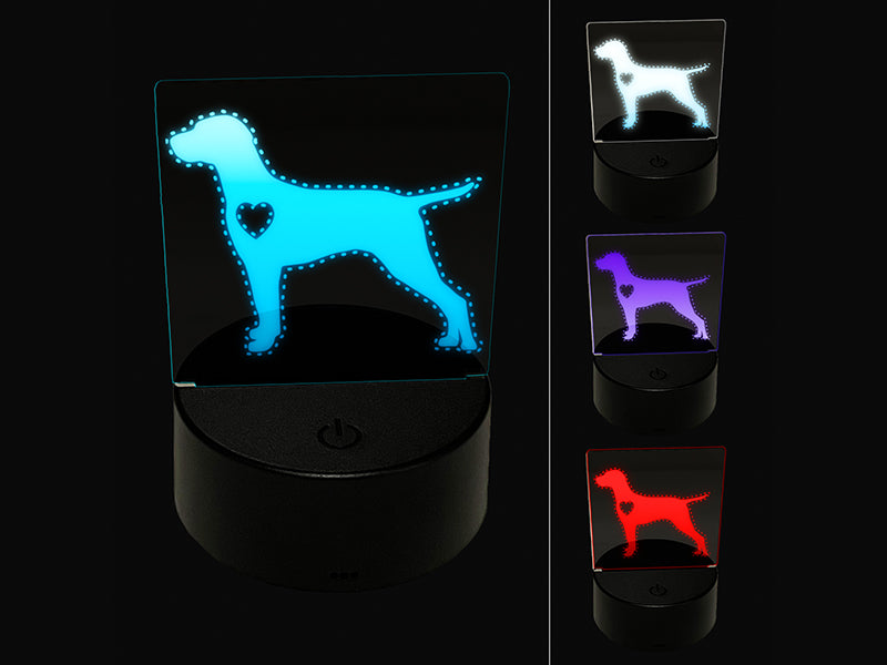 Hungarian Vizsla Dog with Heart 3D Illusion LED Night Light Sign Nightstand Desk Lamp