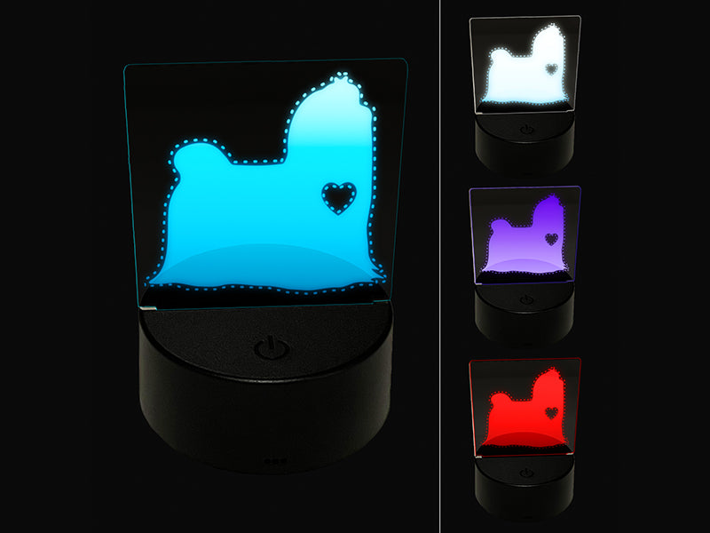 Maltese Dog with Heart 3D Illusion LED Night Light Sign Nightstand Desk Lamp