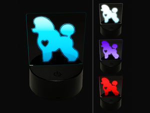 Miniature Poodle Dog with Heart 3D Illusion LED Night Light Sign Nightstand Desk Lamp