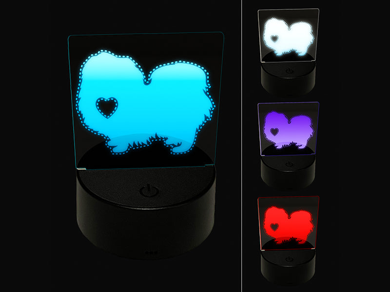 Pekingese Dog with Heart 3D Illusion LED Night Light Sign Nightstand Desk Lamp