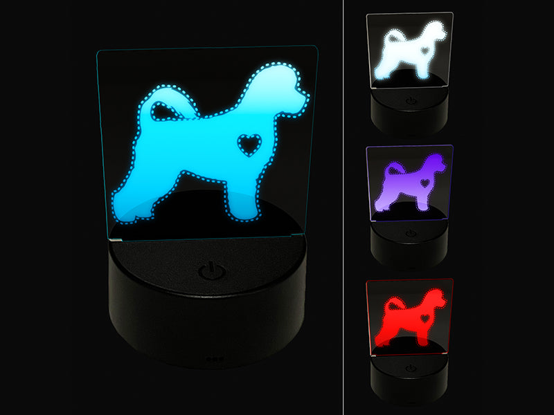 Portuguese Water Dog with Heart 3D Illusion LED Night Light Sign Nightstand Desk Lamp