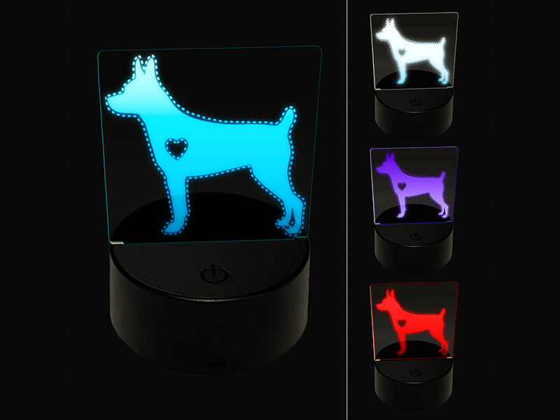 Rat Terrier Dog with Heart 3D Illusion LED Night Light Sign Nightstand Desk Lamp