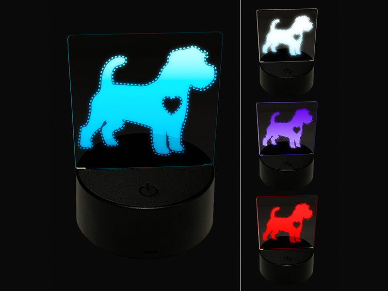 Rough Coated Jack Russell Terrier Parson Dog with Heart 3D Illusion LED Night Light Sign Nightstand Desk Lamp