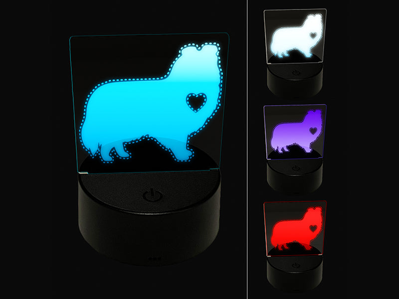Shetland Sheepdog Sheltie Dog with Heart 3D Illusion LED Night Light Sign Nightstand Desk Lamp