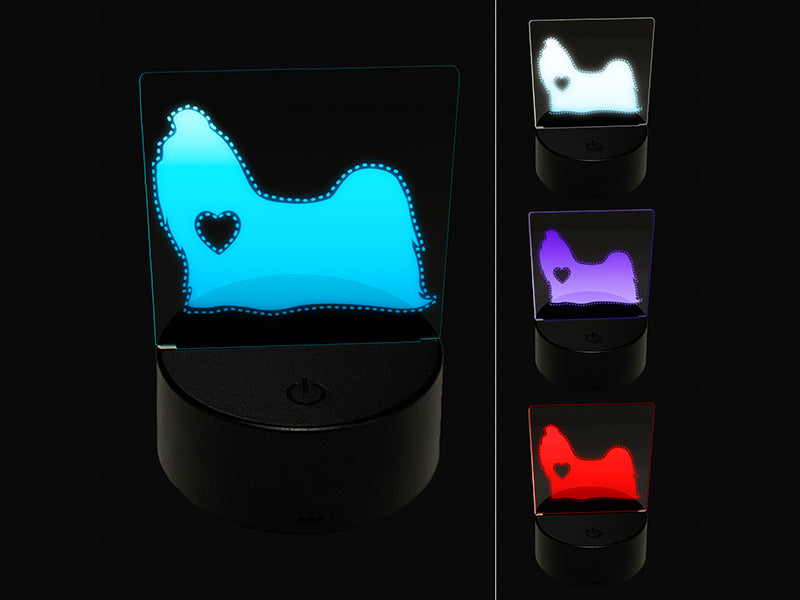 Shih Tzu Dog with Heart 3D Illusion LED Night Light Sign Nightstand Desk Lamp