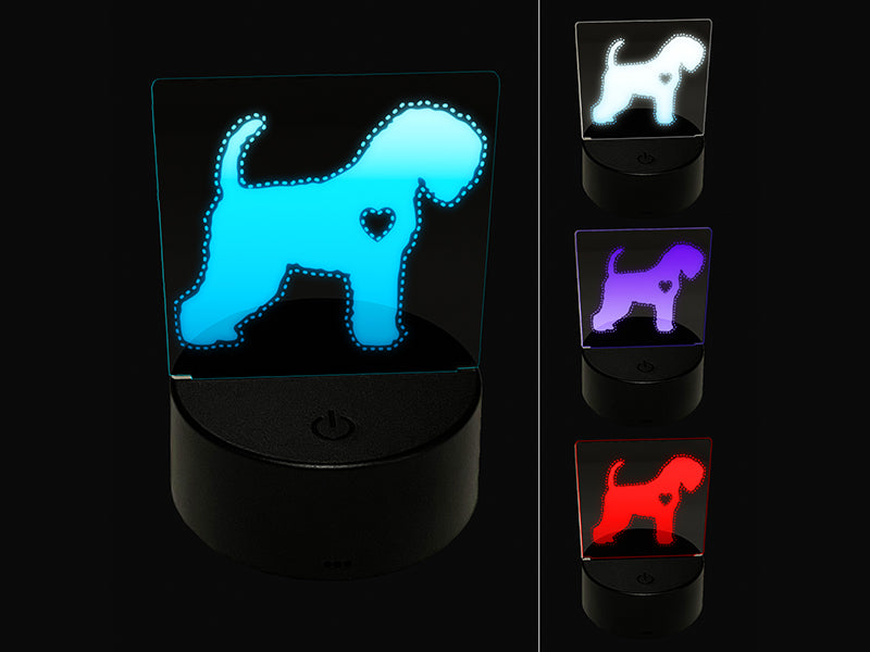 Soft Coated Wheaten Terrier Dog with Heart 3D Illusion LED Night Light Sign Nightstand Desk Lamp
