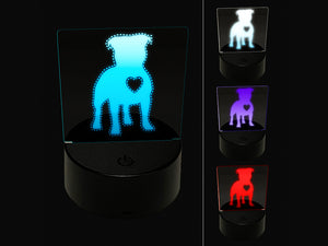 Staffordshire Bull Terrier Dog with Heart 3D Illusion LED Night Light Sign Nightstand Desk Lamp