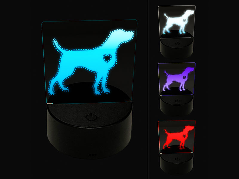 Weimaraner Dog with Heart 3D Illusion LED Night Light Sign Nightstand Desk Lamp