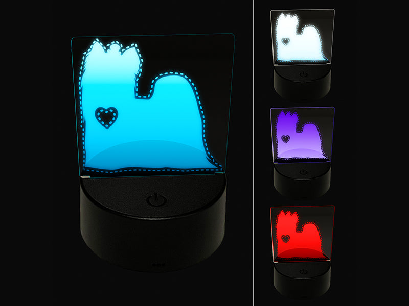 Yorkie Yorkshire Terrier Dog with Heart 3D Illusion LED Night Light Sign Nightstand Desk Lamp