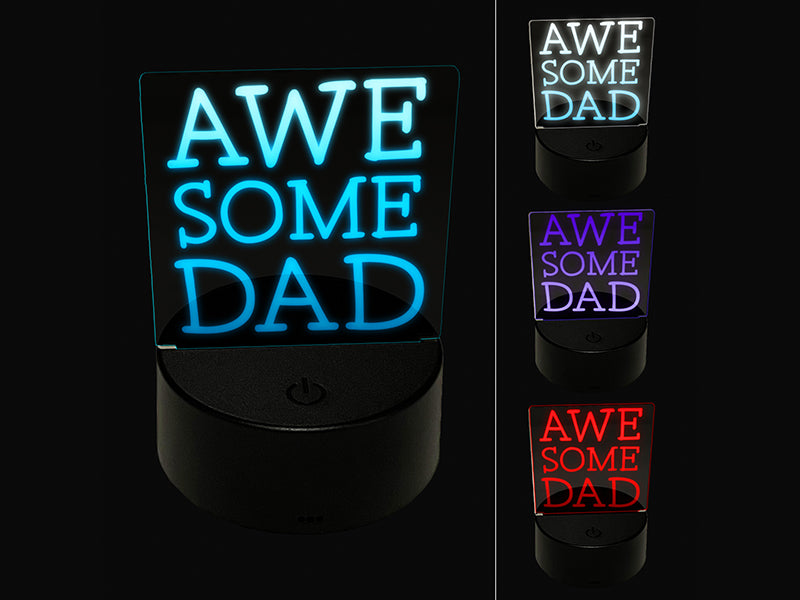 Awesome Dad Fun Text Father 3D Illusion LED Night Light Sign Nightstand Desk Lamp