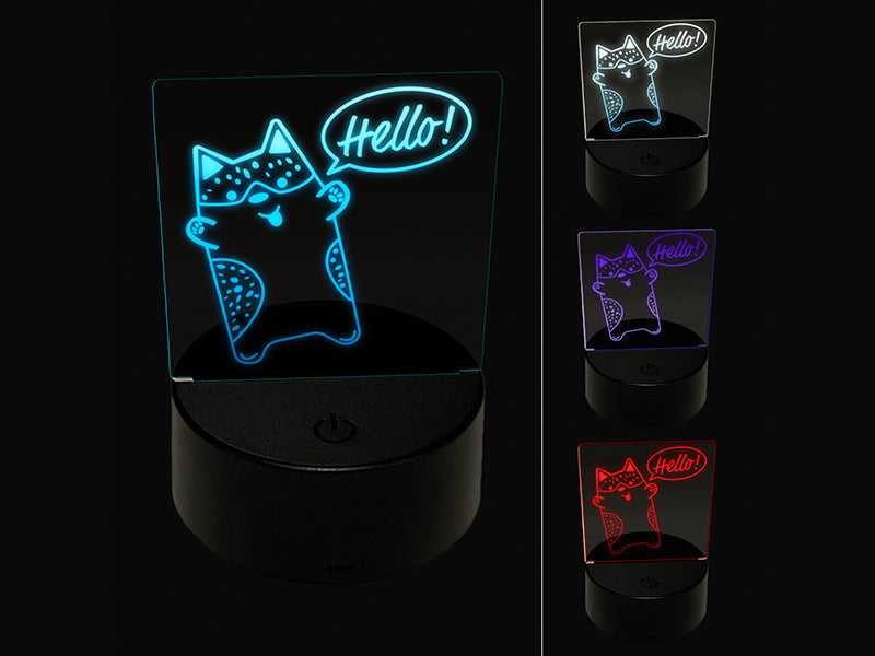 Corgi Dog Hello Doodle 3D Illusion LED Night Light Sign Nightstand Desk Lamp