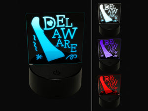 Delaware State with Text Swirls 3D Illusion LED Night Light Sign Nightstand Desk Lamp