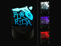 Florida State with Text Swirls 3D Illusion LED Night Light Sign Nightstand Desk Lamp