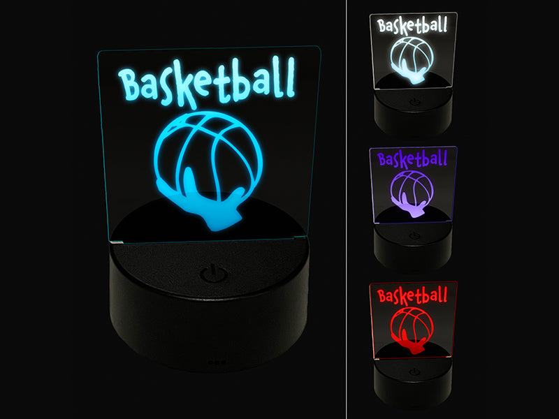 Hand Holding Basketball Abstract 3D Illusion LED Night Light Sign Nightstand Desk Lamp